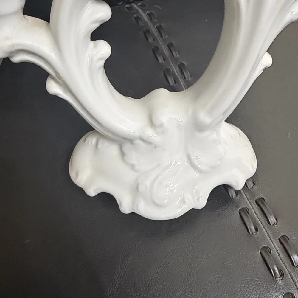 Vintage Porcelain White Candle Holder with Gold accents